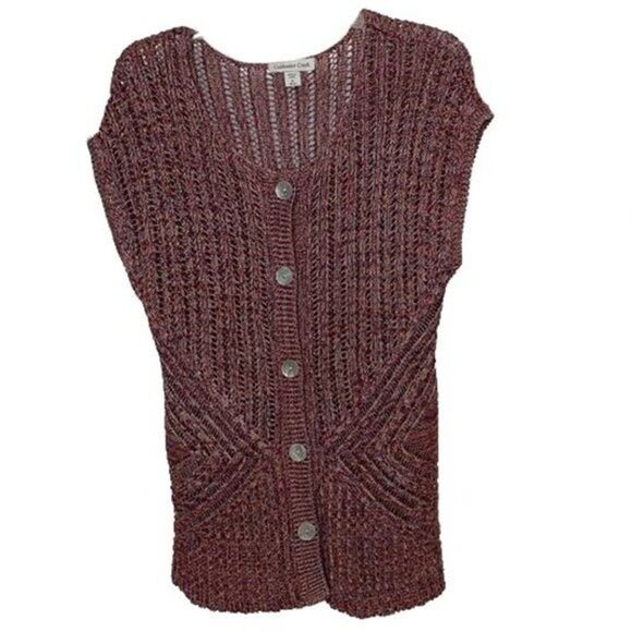 Coldwater Creek Multicolor Sleeveless Cardigan Knit Sweater Womens Size Medium - Picture 1 of 12